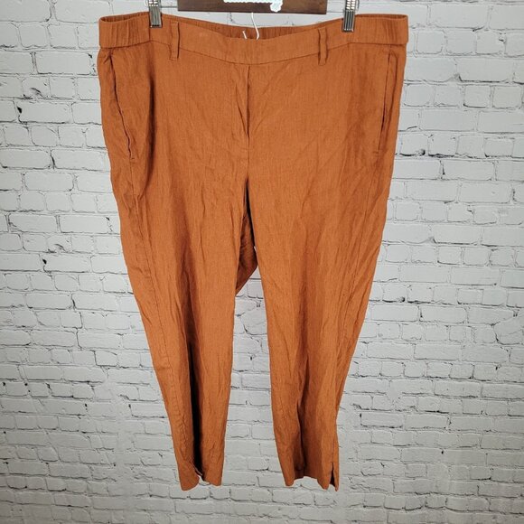 J Jill Orange Linen Blend Stretch Elastic Waist Pull On Pants Size 2X (38x24.5) - Picture 1 of 14